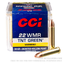 2000 Rounds of .22 WMR Ammo by CCI TNT Green - 30gr HP
