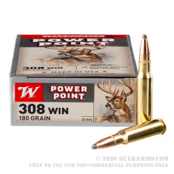 20 Rounds of .308 Win Ammo by Winchester - 180gr PP