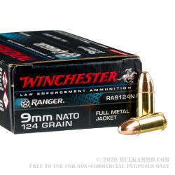 500  Rounds of 9mm Ammo by Winchester - 124gr FMJ