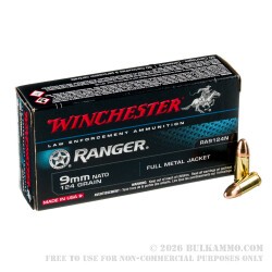 500  Rounds of 9mm Ammo by Winchester - 124gr FMJ