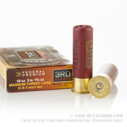 5 Rounds of 12ga Ammo by Federal - 1 3/4 ounce #5-6-7 Shot