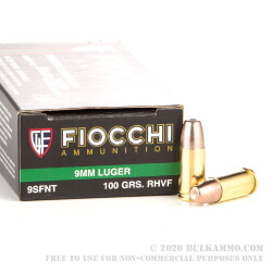 50 Rounds of 9mm Ammo by Fiocchi - 100gr Frangible 50 Rounds of 9mm Ammo by Fiocchi - 100gr Frangible
