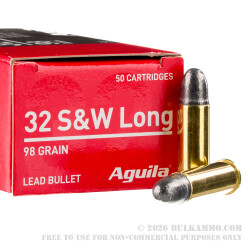 50 Rounds of .32S&W Long Ammo by Aguila - 98gr LRN