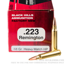50 Rounds of .223 Ammo by Black Hills Ammunition - 68gr Heavy Match Hollow Point