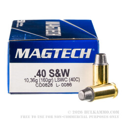 50 Rounds of .40 S&W Ammo by Magtech - 160gr Semi-Wadcutter