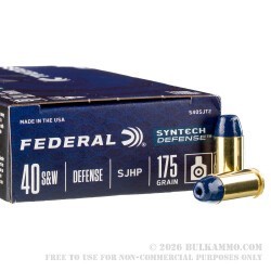 50 Rounds of 40 S&W Ammo by Federal Syntech Defense - 175gr SHP