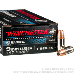50 Rounds of 9mm Ammo by Winchester Ranger T-Series - 147gr JHP 50 Rounds of 9mm Ammo by Winchester Ranger T-Series - 147gr JHP