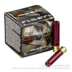 25 Rounds of .410 Ammo by Federal High Over All - 1/2 ounce #8 1/2 shot