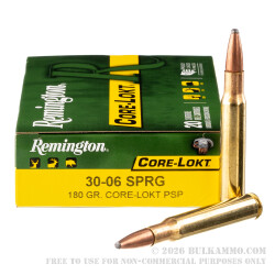 200 Rounds of 30-06 Springfield Ammo by Remington - 180gr PSP