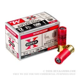 150 Rounds of 12ga Ammo by Winchester Super-X Low Recoil - 1 ounce HP rifled slug