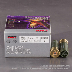 12 ga - 2-3/4" - 1 1/8 oz. - Steel #2 Shot - High Velocity Magnum Steel Load - PMC - 250 Rounds 12 ga - 2-3/4" - 1 1/8 oz. - Steel #2 Shot - High Velocity Magnum Steel Load - PMC - 250 Rounds