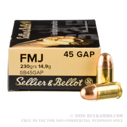 50 Rounds of .45 GAP Ammo by Sellier & Bellot - 230gr FMJ