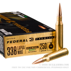 20 Rounds of .338 Lapua Ammo by Federal - 250gr HPBT