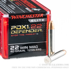 50 Rounds of .22 WMR Ammo by Winchester Supreme Elite - 40gr JHP