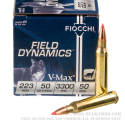1000 Rounds of .223 Ammo by Fiocchi - 50gr V-Max
