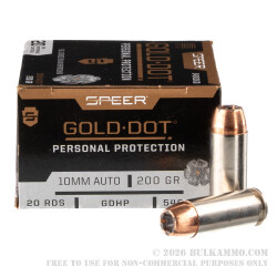 200 Rounds of 10mm Ammo by Speer Gold Dot - 200gr JHP