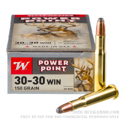 20 Rounds of 30-30 Win Ammo by Winchester - 150gr PP