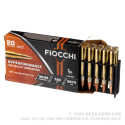 20 Rounds of 30-06 Springfield Ammo by Fiocchi - 180gr SST