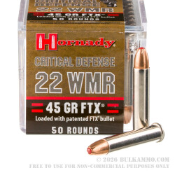 500 Rounds of .22 WMR Ammo by Hornady Critical Defense - 45gr FTX