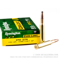 20 Rounds of .270 Win Ammo by Remington - 150gr SP 20 Rounds of .270 Win Ammo by Remington - 150gr SP
