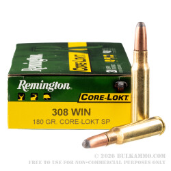 200 Rounds of .308 Win Ammo by Remington - 180gr SP