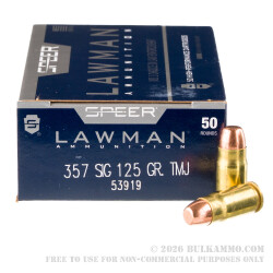 1000 Rounds of .357 SIG Ammo by Speer - 125gr TMJ