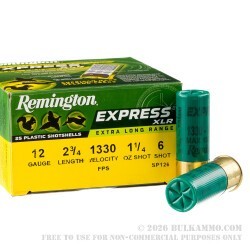 25 Rounds of 12ga Ammo by Remington Express XLR - 1-1/4 ounce #6 shot