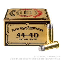 50 Rounds of .44-40 Win Ammo by Black Hills Authentic Cowboy Action - 200gr RNFP