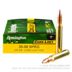 200 Rounds of 30-06 Springfield Ammo by Remington - 125gr PSP