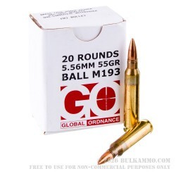 1000 Rounds of 5.56x45 Ammo by Global Ordnance - 55gr FMJ M193