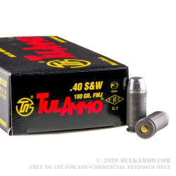 50 Rounds of .40 S&W Ammo by Tula - 180gr FMJ