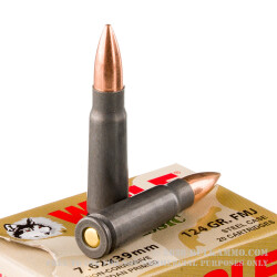 20 Rounds of 7.62x39mm Ammo by Wolf WPA Military Classic - 124gr FMJ