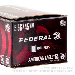 500 Rounds of 5.56x45 Ammo by Federal American Eagle - 55gr FMJBT