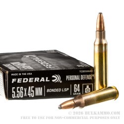 20 Rounds of 5.56x45 Ammo by Federal Personal Defense - 64gr Bonded SP