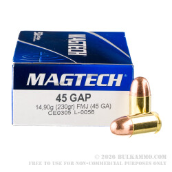1000 Rounds of .45 GAP Ammo by Magtech - 230gr FMJ