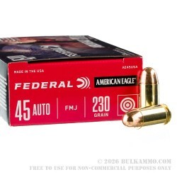 50 Rounds of .45 ACP Ammo by Federal 250th Anniversary USA - 230gr FMJ