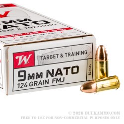 500 Rounds of 9mm NATO Ammo by Winchester - 124gr FMJ