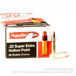 2000 Rounds of .22 LR Ammo by Aguila Super Extra - 38gr CPHP 2000 Rounds of .22 LR Ammo by Aguila Super Extra - 38gr CPHP