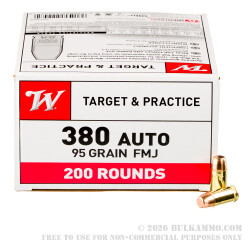 500 Rounds of .380 ACP Ammo by Winchester Winclean - 95gr BEB