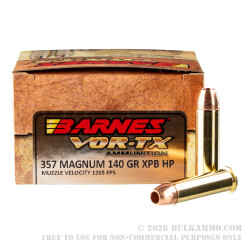 20 Rounds of .357 Mag Ammo by Barnes - 140gr XPB HP