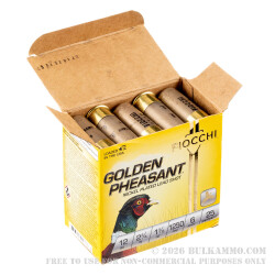 25 Rounds of 12ga Ammo by Fiocchi Golden Pheasant - 1 3/8 ounce #6 Nickel Plated shot