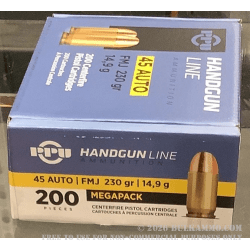 200 Rounds of .45 ACP Ammo by Prvi Partizan - 230gr FMJ