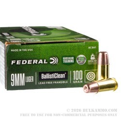 50 Rounds of 9mm Ammo by Federal BallistiClean RHT - 100gr Frangible