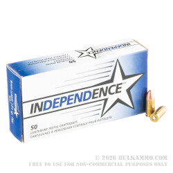50 Rounds of 9mm Ammo by Independence - 124gr FMJ 50 Rounds of 9mm Ammo by Independence - 124gr FMJ