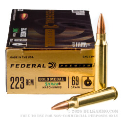 20 Rounds of .223 Ammo by Federal Sierra Match King - 69gr HPBT