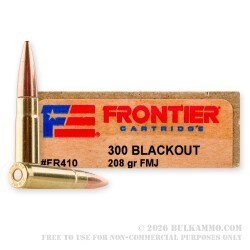 200 Rounds of .300 AAC Blackout Ammo by Hornady Frontier - 208gr FMJ