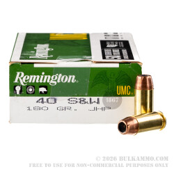 500  Rounds of .40 S&W Ammo by Remington - 180gr JHP