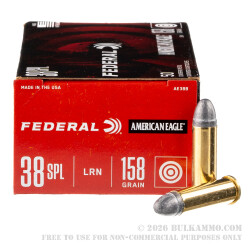 50 Rounds of .38 Spl Ammo by Federal - 158gr LRN
