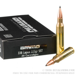 20 Rounds of .338 Lapua Magnum Ammo by Ammo Inc. - 225gr SST 20 Rounds of .338 Lapua Magnum Ammo by Ammo Inc. - 225gr SST
