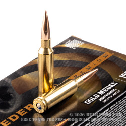20 Rounds of 6.5 mm Creedmoor Ammo by Federal - 130gr Berger Hybrid OTM